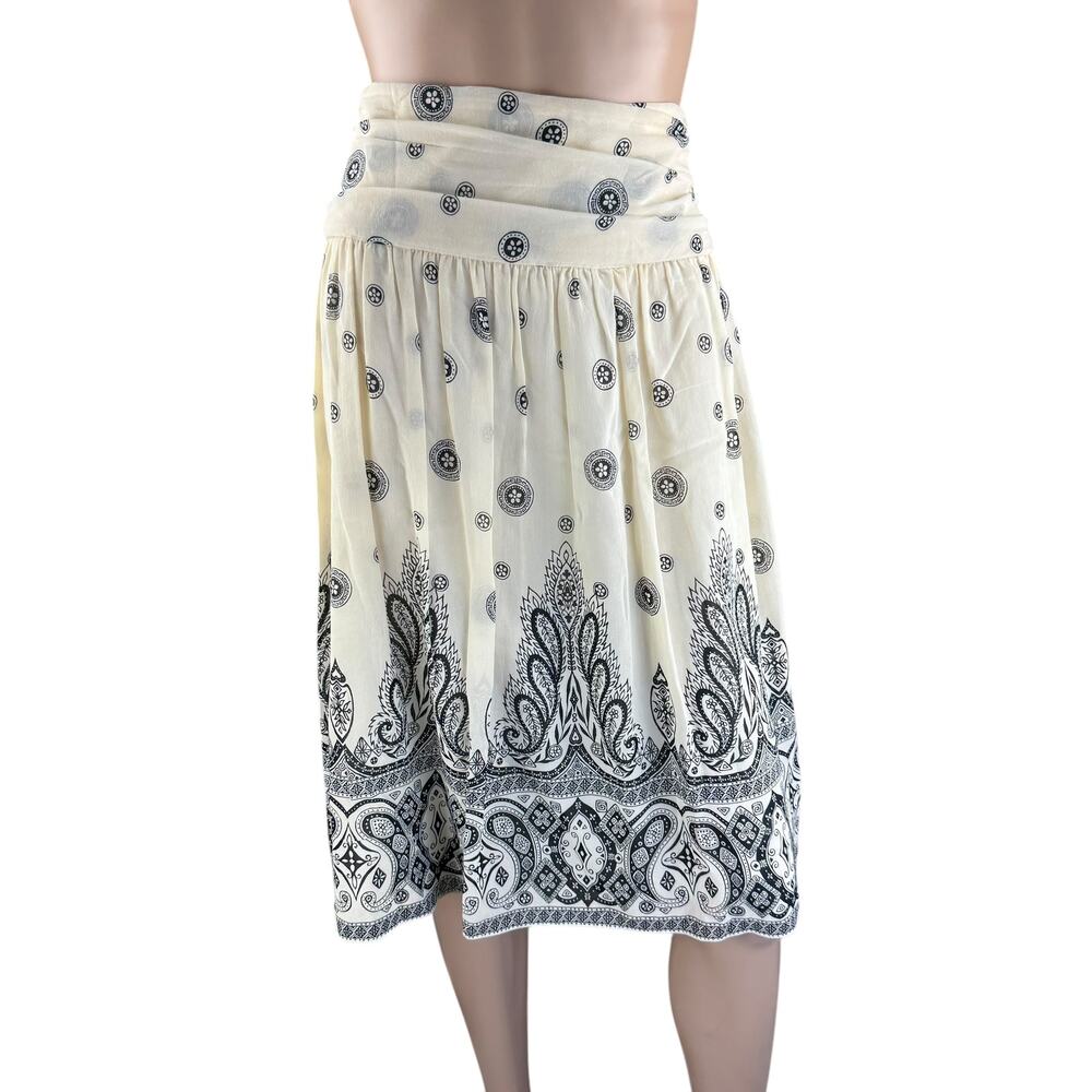 Josephine Chaus Silk Cotton Paisley Midi Skirt 8